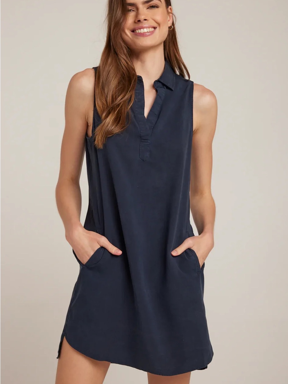 Bella Dahl Sleeveless Tencel Shirt Dress – Navy Blue – Size Large